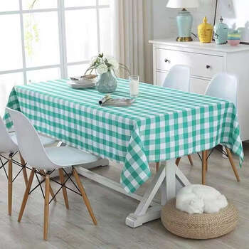 Yusenyi tablecloth plastic thickened tablecloth plaid cloth 100 pieces restaurant food stall round table square placemats extra thick green plaid 1.2m x 1.8m 100 pieces