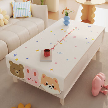 Fantasy cartoon special-shaped coffee table cloth tablecloth desktop decoration tablecloth irregular tablecloth tv cabinet side cabinet dust-proof cover towel cute sweet treasure special-shaped short plush 80x200cm suitable for table length 140160cm