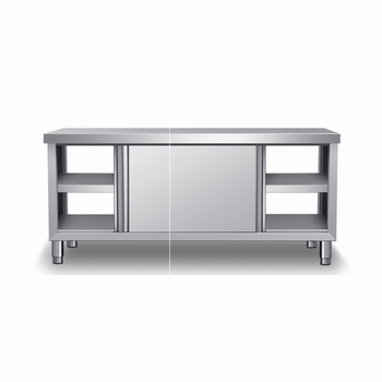 304 extra thick stainless steel sliding door operation table vegetable cutting commercial countertop chopping board cabinet kitchen workbench extra thick reinforced assembly model length 180 width 80 height 80 double pass 0x0x0cm