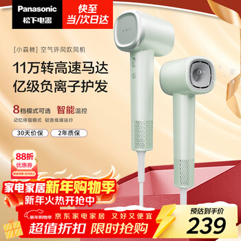 Panasonic high-speed hair dryer, quick-drying negative ion hair dryer for home use, does not hurt, sends girlfriend new year gift, small forest spring green eh-ne6l