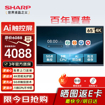 Sharp sharp 65-inch ai conference tablet all-in-one touch screen multimedia video teaching electronic whiteboard touch tv office projection display pn-cg651ab03