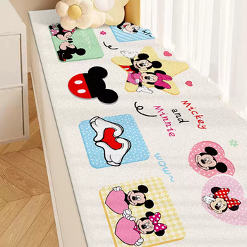 Yusenyi cartoon bay window sill mat imitation cashmere thick mat 2024 new four seasons master bedroom balcony mat bed bay window blanket mickey and minnie (r ordinary thin style) 70x140cm (soft and comfortable)