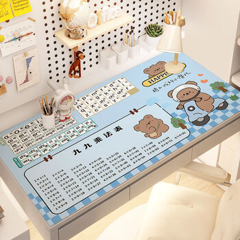 Fantasy desk pad study table protective pad computer desk mat table cloth little brown bear multiplication table 70x120cm (high temperature resistant and anti-scalding)