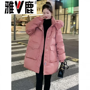 Yalu 2026 winter fat mm extra large size down jacket women's mid-length style small person plus fat plus 200 jin korean style fashion red bean paste fox fur real fur collar xl _125-160 jin