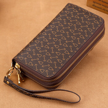 Other/other wallets women's long version clutch bag women's mobile phone bag 2025 new large capacity fashion high-end wallet wallet arrow pattern brown-double zipper