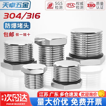 Tianzhuo hardware 304 stainless steel external thread plug m-g-npt metal solid joint explosion-proof waterproof dustproof plug cover g1/2 (4 points dn15) 304 material