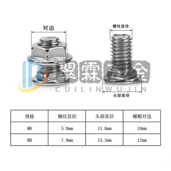 Pupan damao stainless steel bridge screws flat head square neck 201 304 flange nut bridge screw set 201 stainless steel m6*12 (1000 sets)
