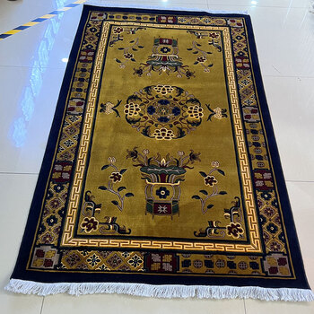 Jun yuexi xinjiang tibetan ethnic style wool carpet new zealand pure household living room coffee table sofa bedroom bed kang edge aquarius flower bronze thickened encryption 1.5m*2m