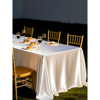 Fantasy tablecloth 2025 new light luxury high-end dessert table rectangular yellow picnic tablecloth custom-made rice pearl white high-density weaving thickened exquisite satin 280x560cm