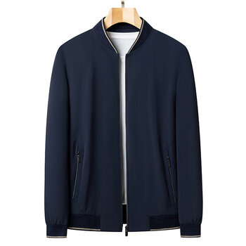 Kbxng high-end dad spring executive jacket baseball uniform middle-aged men spring and autumn casual business jacket navy blue m 170