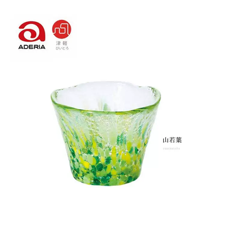 Yusenyi aderia tsugaru handmade glass sake cup, colorful japanese style with wooden box storage, yamawakoha