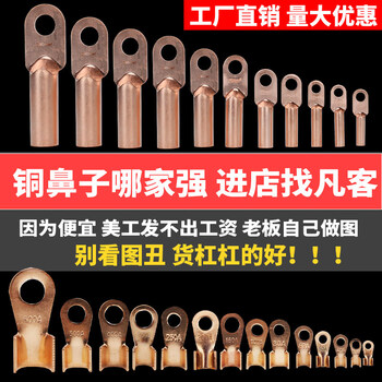 Copper nose dt50 ear wire terminal block cable copper pickled oil plug connector ot open nose wire cold pressed round dt-150_red copper b grade (10 pieces)