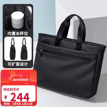 Polo business briefcase men's expandable handbag 14/15.6 inch computer bag conference document bag shoulder bag