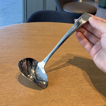 Runhua nian export single 304 stainless steel crooked mouth diversion spoon small juice shell pouring spoon sauce spoon porridge spoon small soup spoon twisted spoon 1