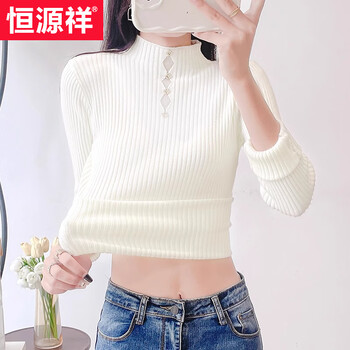 Hengyuanxiang half turtleneck sweater bottoming shirt for women 2026 new niche lace slim top casual western style knitwear apricot 2xl recommended 125-140 catties