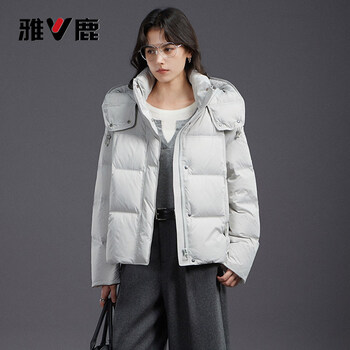 Yalu 2025 winter new puff down jacket women's large size loose short hooded thickened 90 velvet warm jacket gray s recommended within 120 catties
