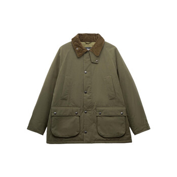 Barbour padded rollback os bedale men's jacket olive green xl (42) weight approximately 150-160 jin - loose fit
