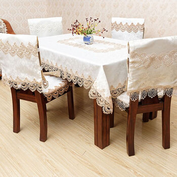 Fantasy european-style tablecloth and chair cover home set rectangular coffee table tablecloth dining chair cushion fabric lace tablecloth 38x148 rectangular (suitable for tv cabinet) huang lei style