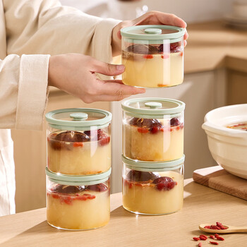 Wellmeet frozen soup packing box food grade chicken soup stock freezer refrigerator special fresh-keeping box glass lunch box sealed can soup milk yellow 450ml thickened high boron glass/cooking with cover