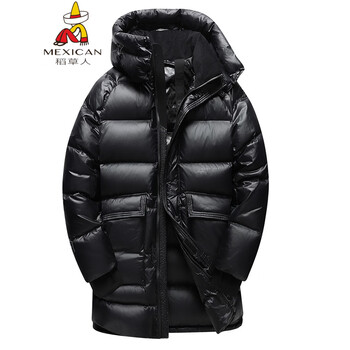 Scarecrow fat brother 2025 extra large size long goose down down jacket men's removable hat plus fat larger winter warm jacket black 3xl