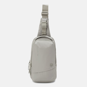 Descente men's bag dualless large zipper fashion casual crossbody bag waterproof large capacity lightweight daily commuting bag beige/beige