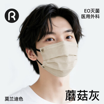 Runmi bio gray disposable medical surgical mask sterilized high-looking summer sunscreen mushroom gray/50 piece box