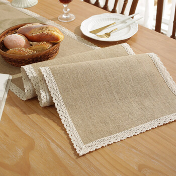 Yusenyi high-end linen decorative strip cloth lace tea table tablecloth encrypted linen + lace 1 30*200cm