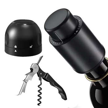 Fantasy red wine bottle stopper, wine vacuum sealing stopper, champagne sparkling wine preservation stopper with date scale, wine stopper with scale, champagne stopper with lock (seahorse knife)