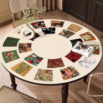 Yusenyi round table tablecloth large round table table mat coffee table oil-proof waterproof high-end no-wash placemat t5 round yangui tablecloth round diameter 40cm (environmentally friendly and odorless)