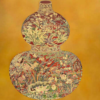 Yusenyi style living room decoration hanging painting, low luxury home hanging painting, xishang branch theme, fulu, hand-mounted and customizable, high-definition giclee painting, matte texture aluminum alloy frame, 90x140/cm, brushed aluminum alloy wood grain color