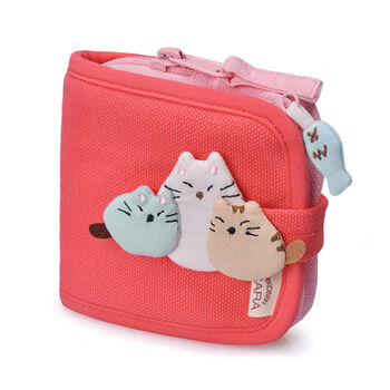 Japanese fashion cute short wallet female ins internet celebrity niche original high-end canvas student wallet kara cat pink
