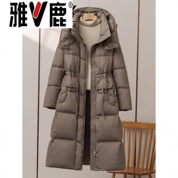 Yalu 2026 winter new style 90 white duck down long knee-length down jacket for women slim waist korean style thickened warm jacket gray m _recommended 90-110 catties