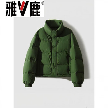 Yalu high-end stand collar goose down jacket women's three-proof high-end 95 white goose down bread jacket short pinghu women's winter 2025 new goose down jacket 95% white goose down women's green small down jacket s small down jacket