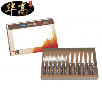 Zhizhou uk purchasing agent churrasco solid wood handle premium steak knife and fork set 12 pieces 12cm none 10cm 0cm