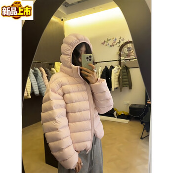 Sorrynam giant good-looking white duck down ribs puff down jacket women's short style new hooded lightweight winter coat light pink new national standard 90 white duck down traceable s 125 pounds