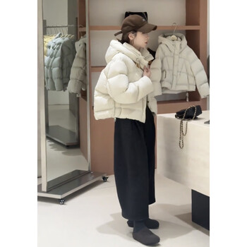 Duck duck hooded short turtle back design down jacket women's winter korean style super nice warm puff bread jacket off-white s 85-105 jin