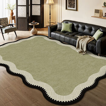 Fantasy living room carpet, sofa, bedroom floor mat, no-care, no-wash, wipeable special-shaped mat, fanyue green wave 200x340cm, 4 people or u-shaped sofa, universal for mother and baby family