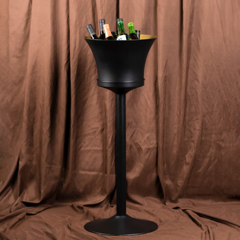 Yusenyi large champagne bucket thickened red wine ice bucket v foreign wine ice bucket outdoor chilled drink black gold big waist suit