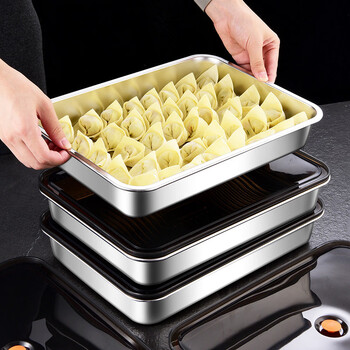 Zhong zhanggui food-grade stainless steel dumpling storage box for refrigerator, special fresh-keeping multi-layer dumpling box tray for wonton freezer box other 0x0x0cm 1 pack 304 stainless steel material capacity about 2700ml