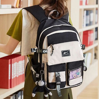 Warrior schoolbag female junior high school girl high school student girl college student large capacity lightweight fourth, fifth and sixth grade backpack black