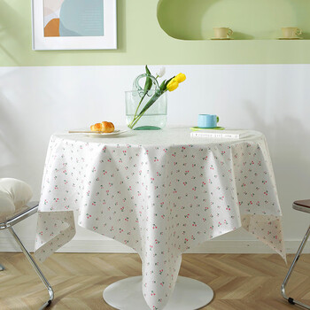 Fantasy disposable coffee table tablecloth tablecloth atmosphere plaid picnic fabric waterproof and oil-proof style pink cherry log base 4cm lace 40x40 small cover towel