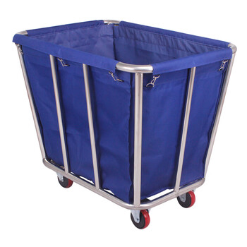 Thick stainless steel linen truck, hotel room cleaning, laundry room, garment factory dirty linen recycling truck, hot-selling model, disassembly and assembly of 8-tube dry and wet separation linen truck