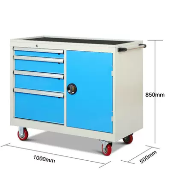 Yusenyi auto repair heavy duty workshop maintenance tool cart three-layer ni multi-function cart branch mobile drawer-type trolley heavy-duty tool cart blue four doors on the left and one door on the right