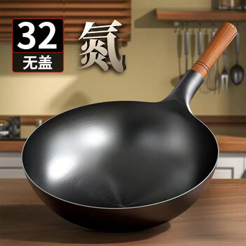 Tuojin imported high-quality old-fashioned iron pot from japan, uncoated cooking non-stick pot for home stalls and restaurant chefs, nitrogen-treated one, without ears 32cm