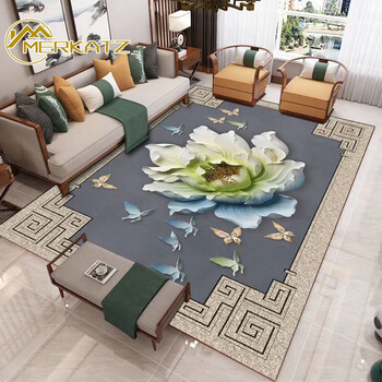 Merkatz carpet crystal velvet material high-end luxury new chinese living room m202630 gray lily 200cm*300cm