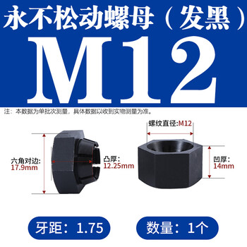 Nuclear brand mercedes-benz high-end anti-loosening nut patented product vibrates, self-locking, firmly fixed, concave and convex slotted design, two-in-one, never loosen nut m12