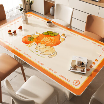 Fantasy dining table mat tablecloth no-wash coffee table mat transparent table mat soft glass + shunxin cat 50x100cm diy as you like, any cut