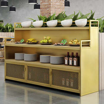 Yusenyi hotpot restaurant condiment table multi-layer self-service small condiment table barbecue shop condiment cabinet commercial dipping table gold length 80x width 40x height 110 upgraded model