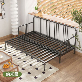 Jieyunmao thickened stainless steel sliding bed 15 meters retractable bed small apartment living room sofa bed simple modern double black 201