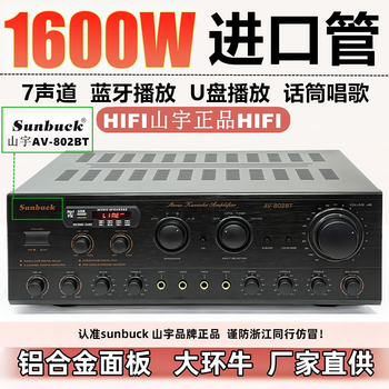 Sunbuck 5-channel power amplifier home high-power professional karaoke fever heavy bass 7.1 digital coaxial 5.4 bluetooth shanyu av-802bt 7-channel retro version